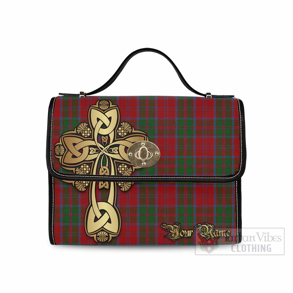 Tartan Vibes Clothing Drummond Tartan Waterproof Canvas Bag Golden Thistle Celtic Cross Style