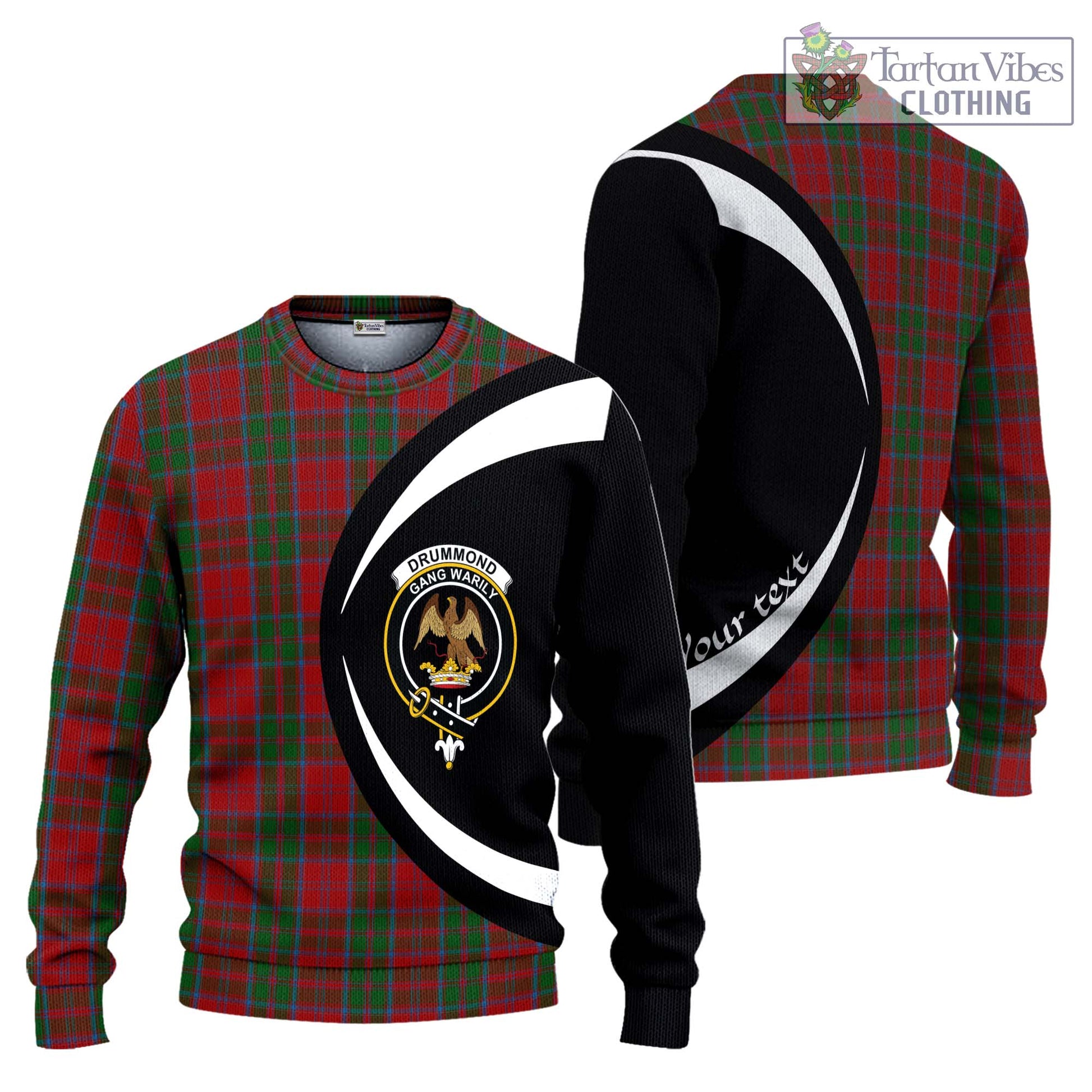 Drummond Tartan Ugly Sweater with Family Crest Circle Style Unisex - Tartan Vibes Clothing