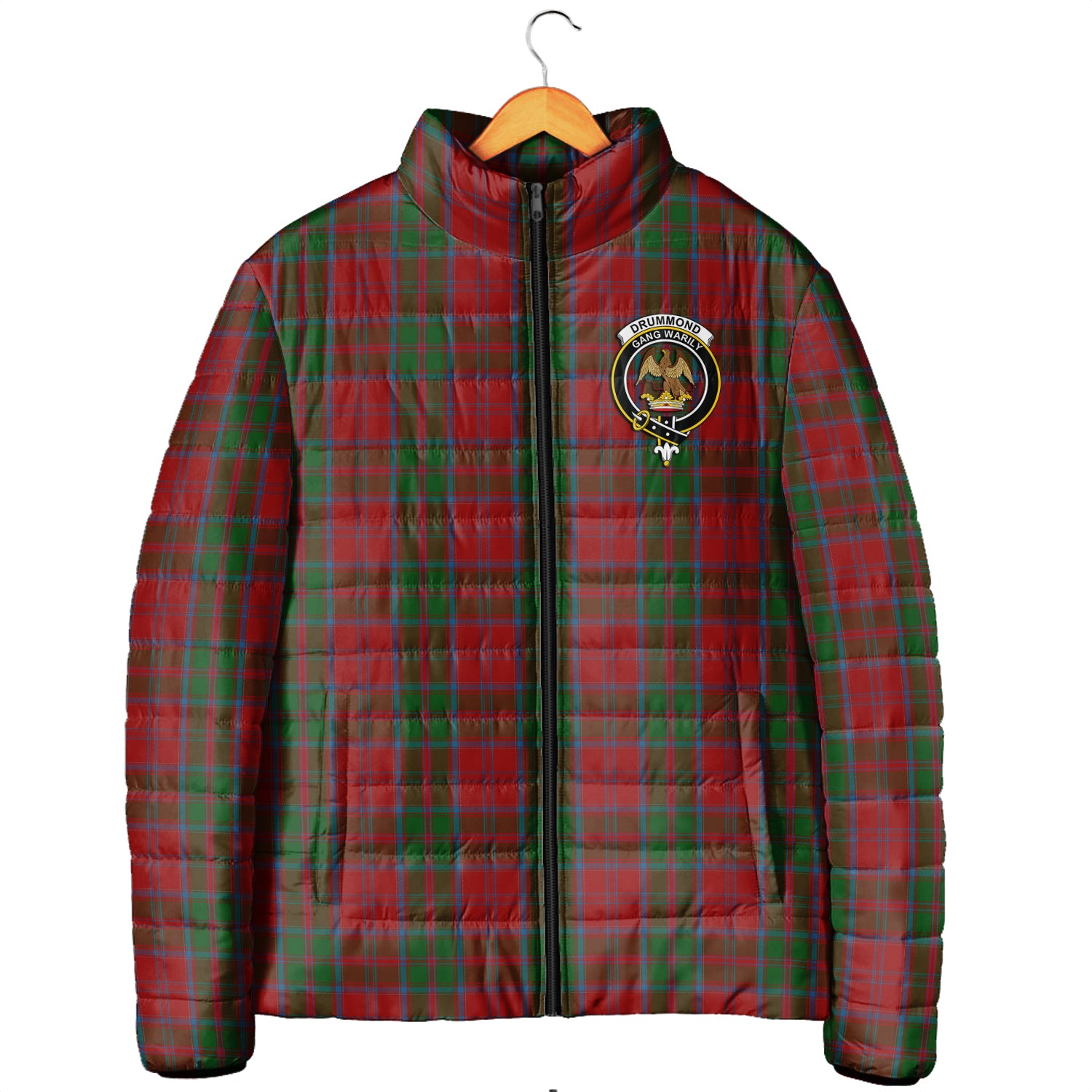 Drummond Tartan Padded Jacket with Family Crest - Tartanvibesclothing