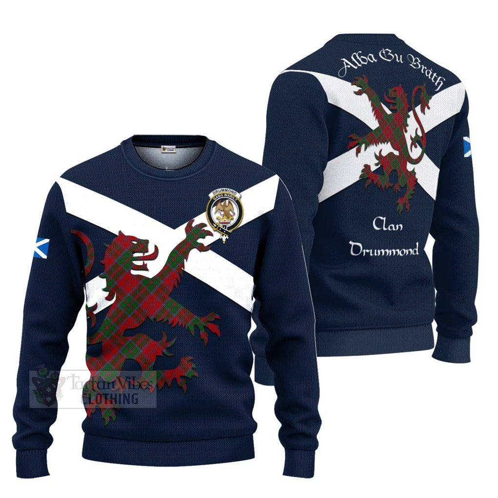 Tartan Vibes Clothing Drummond Tartan Lion Rampant Knitted Sweater – Proudly Display Your Heritage with Alba Gu Brath and Clan Name