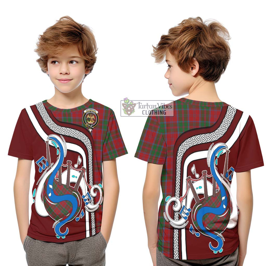 Tartan Vibes Clothing Drummond Tartan Kid T-Shirt with Epic Bagpipe Style