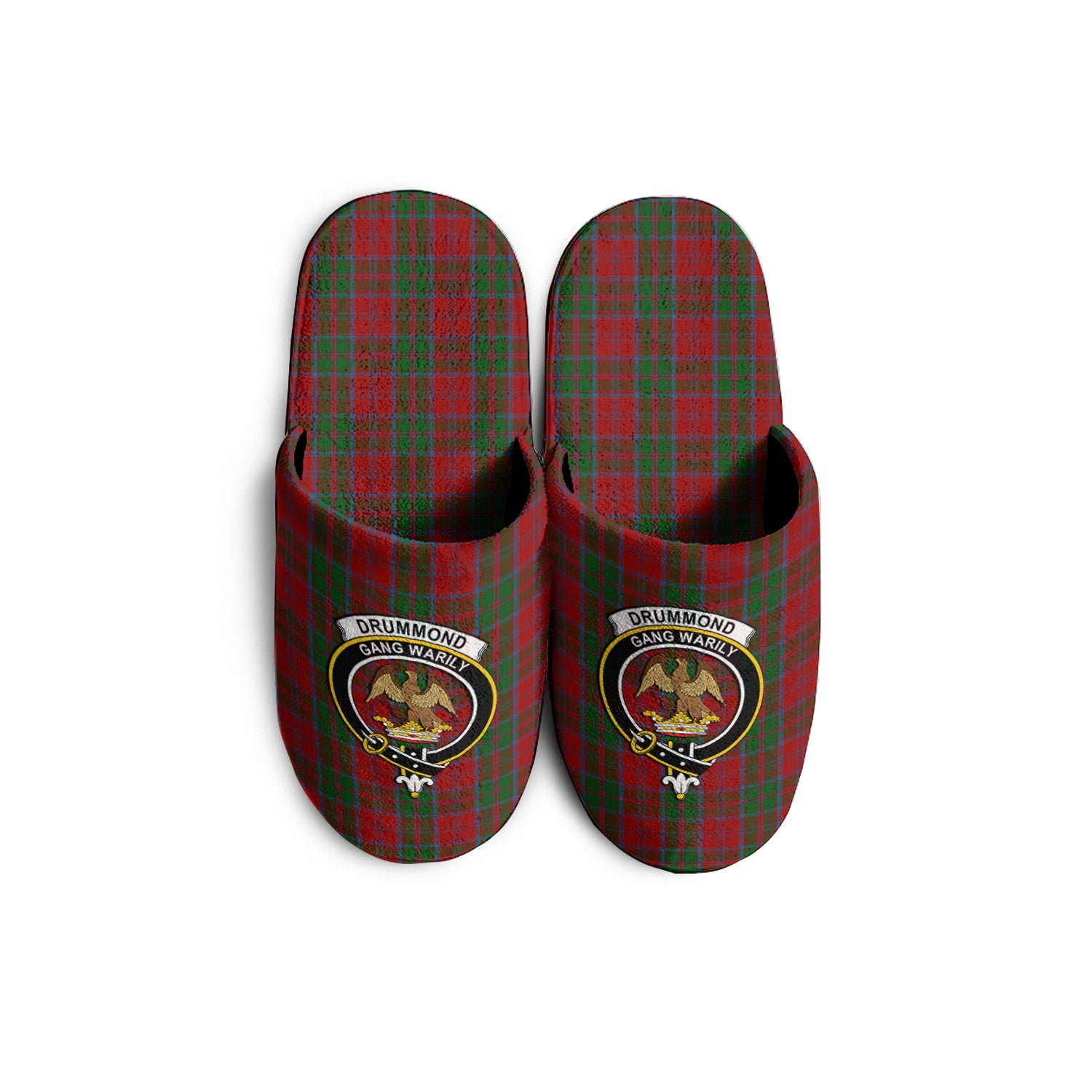 Drummond Tartan Home Slippers with Family Crest - Tartanvibesclothing