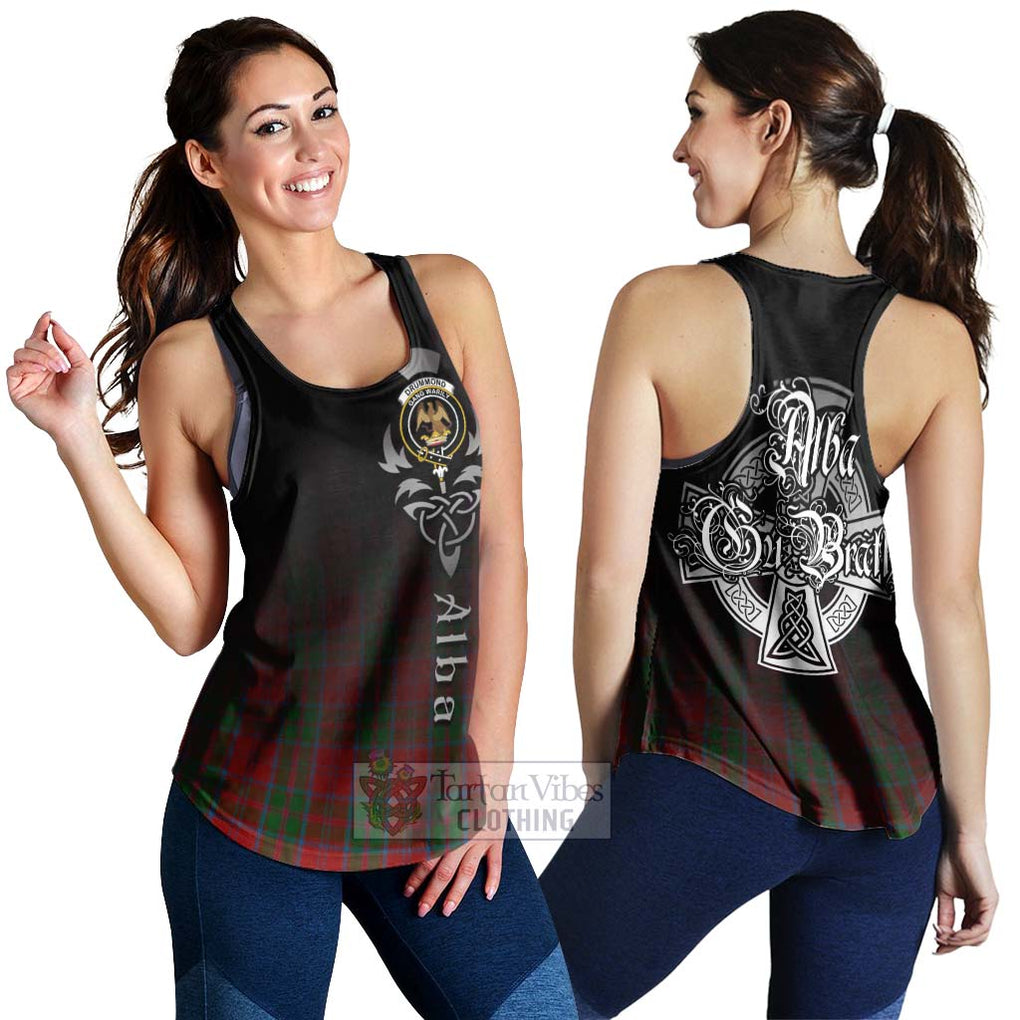 Tartan Vibes Clothing Drummond Tartan Women's Racerback Tanks Featuring Alba Gu Brath Family Crest Celtic Inspired