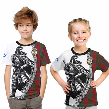 Drummond Tartan Clan Crest Kid T-Shirt with Highlander Warrior Celtic Style