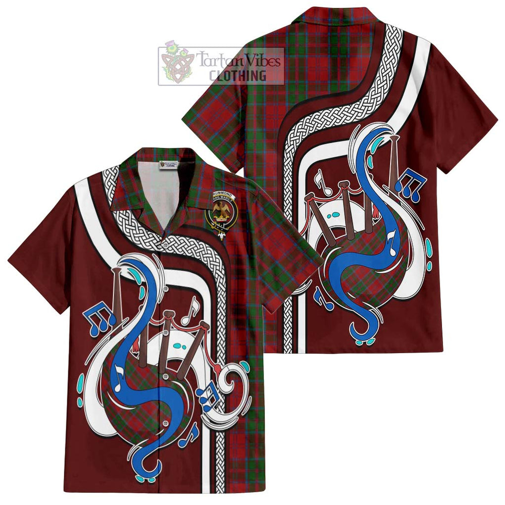 Drummond Tartan Short Sleeve Button Shirt with Epic Bagpipe Style Kid - Tartanvibesclothing Shop