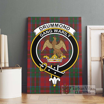 Drummond Tartan Canvas Print Wall Art with Family Crest