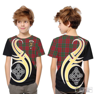 Drummond Tartan Kid T-Shirt with Family Crest and Celtic Symbol Style