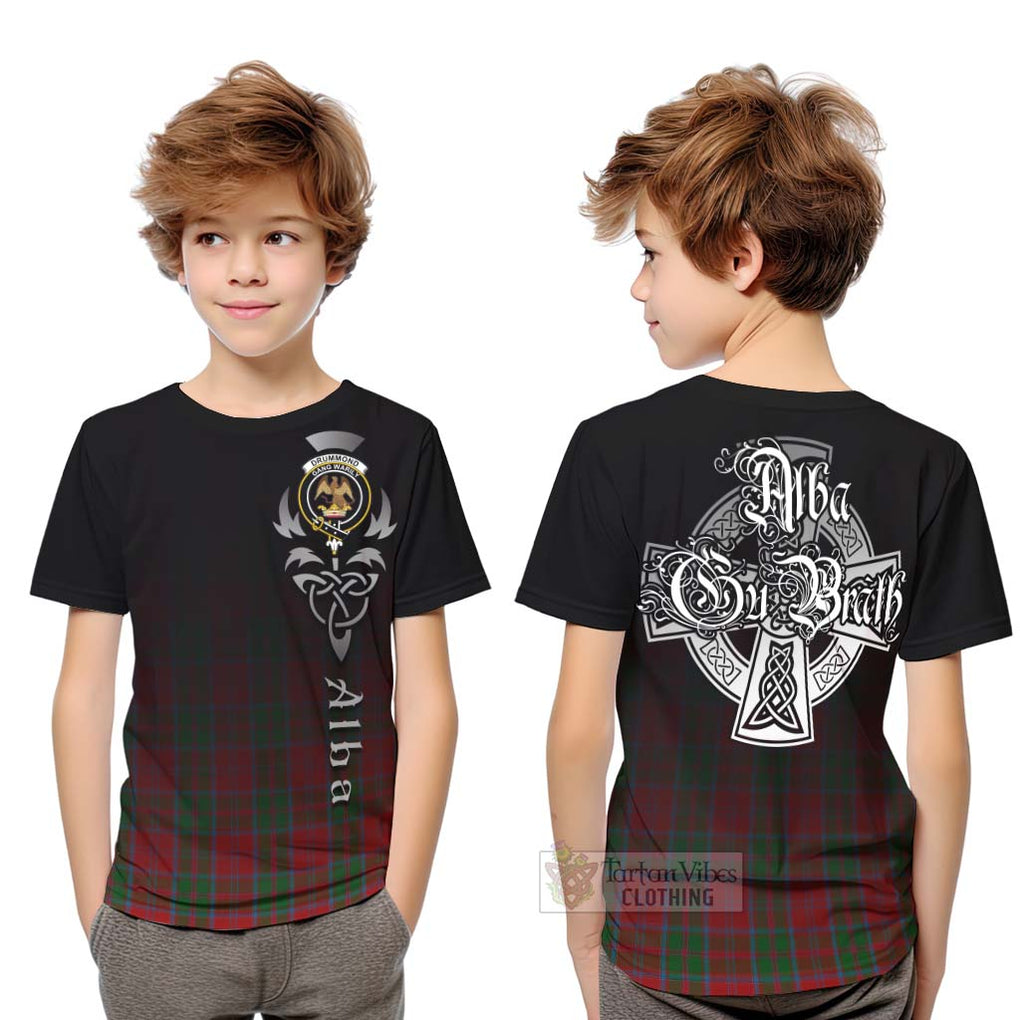 Tartan Vibes Clothing Drummond Tartan Kid T-Shirt Featuring Alba Gu Brath Family Crest Celtic Inspired