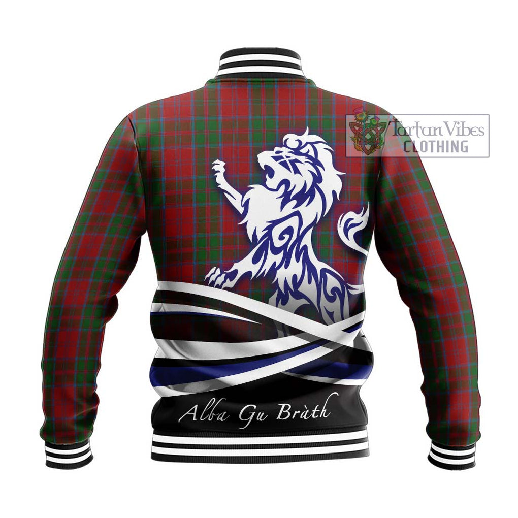 Drummond Tartan Baseball Jacket with Alba Gu Brath Regal Lion Emblem - Tartan Vibes Clothing
