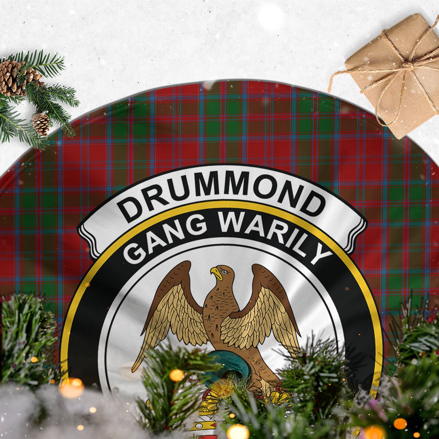 Drummond Tartan Christmas Tree Skirt with Family Crest - Tartanvibesclothing