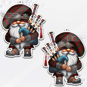 Drummond Tartan Bagpiper Gnome Christmas Ornament