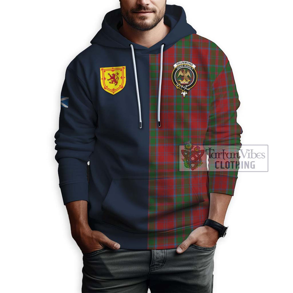 Tartan Vibes Clothing Drummond Tartan Hoodie with Scottish Lion Royal Arm Half Style