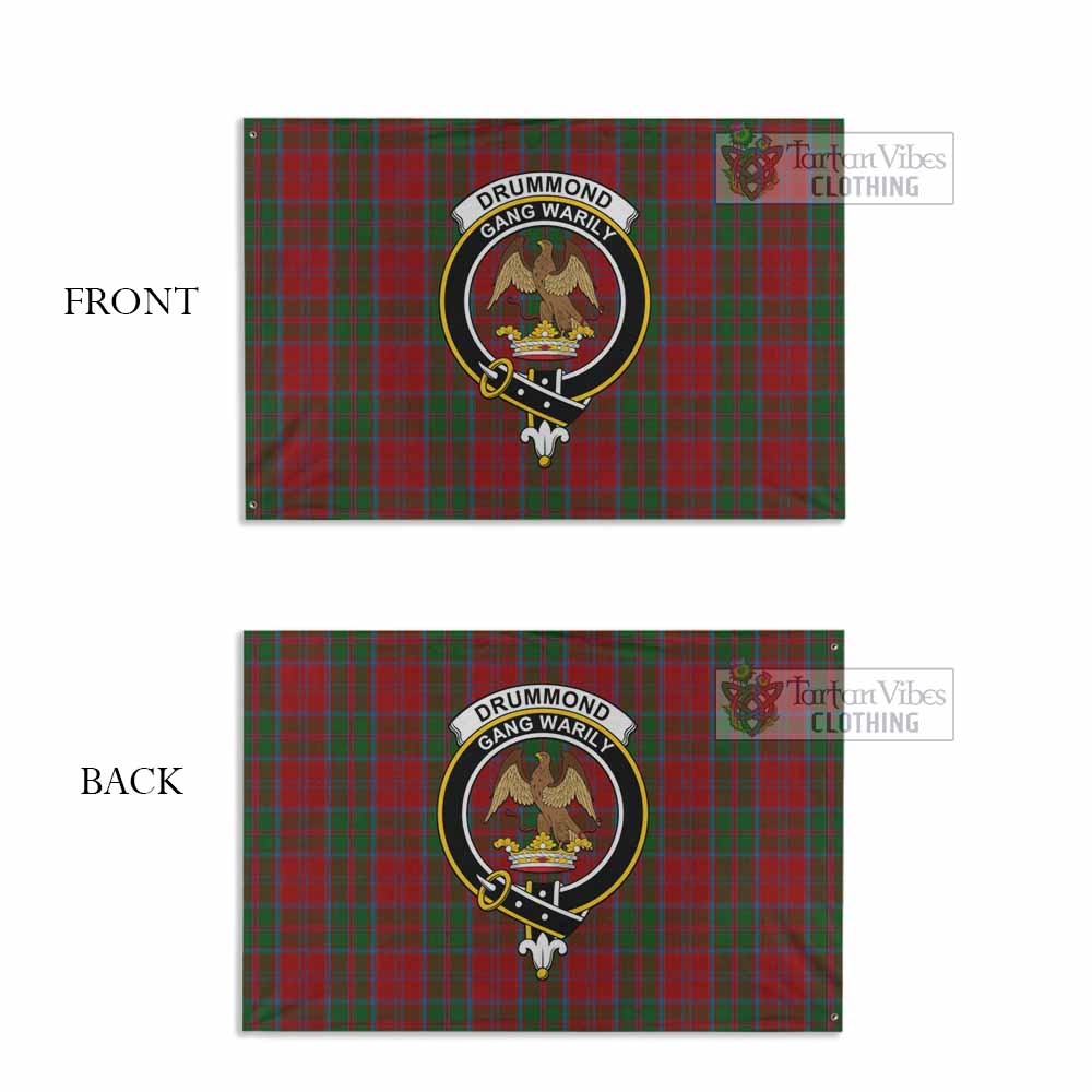 Tartan Vibes Clothing Drummond Tartan House Flag with Family Crest