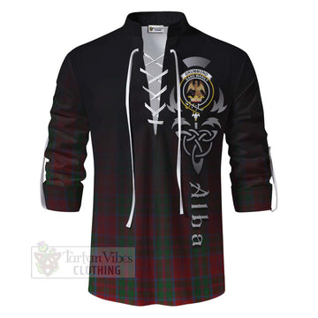 Drummond Tartan Ghillie Kilt Shirt Featuring Alba Gu Brath Family Crest Celtic Inspired