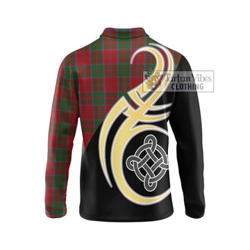 Drummond Tartan Long Sleeve Polo Shirt with Family Crest and Celtic Symbol Style