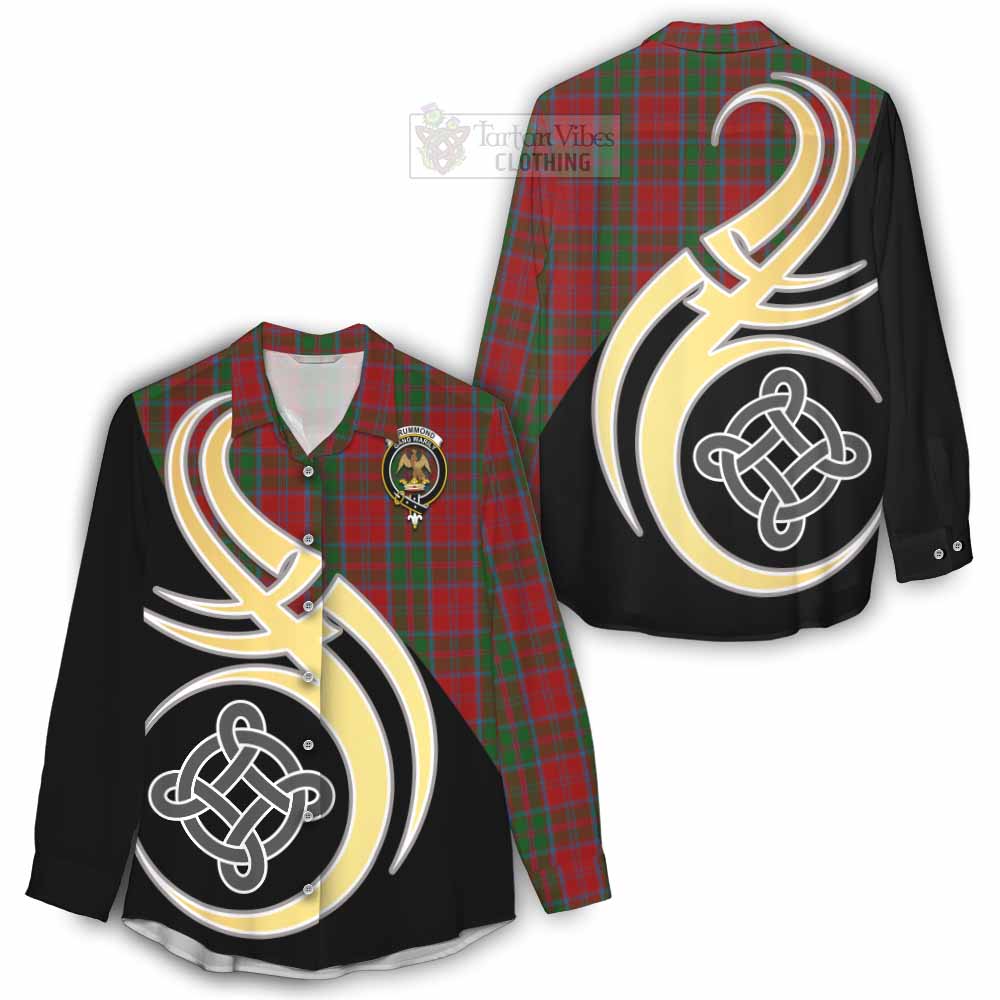 Tartan Vibes Clothing Drummond Tartan Women's Casual Shirt with Family Crest and Celtic Symbol Style