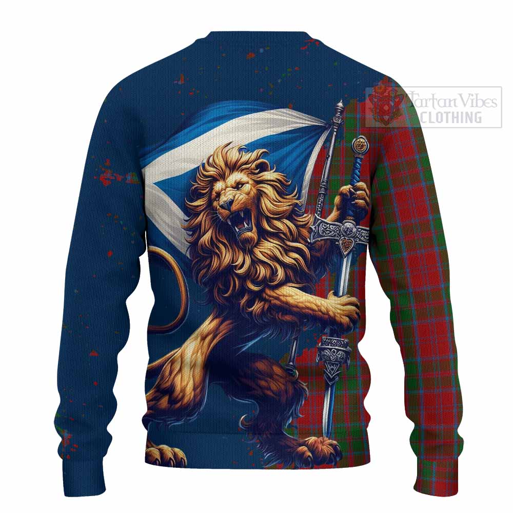 Tartan Vibes Clothing Drummond Tartan Family Crest Knitted Sweater with Scottish Majestic Lion