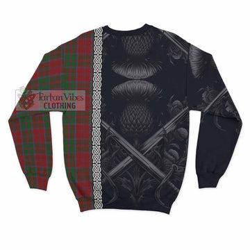 Drummond Tartan Sweatshirt with Family Crest Cross Sword Thistle Celtic Vibes