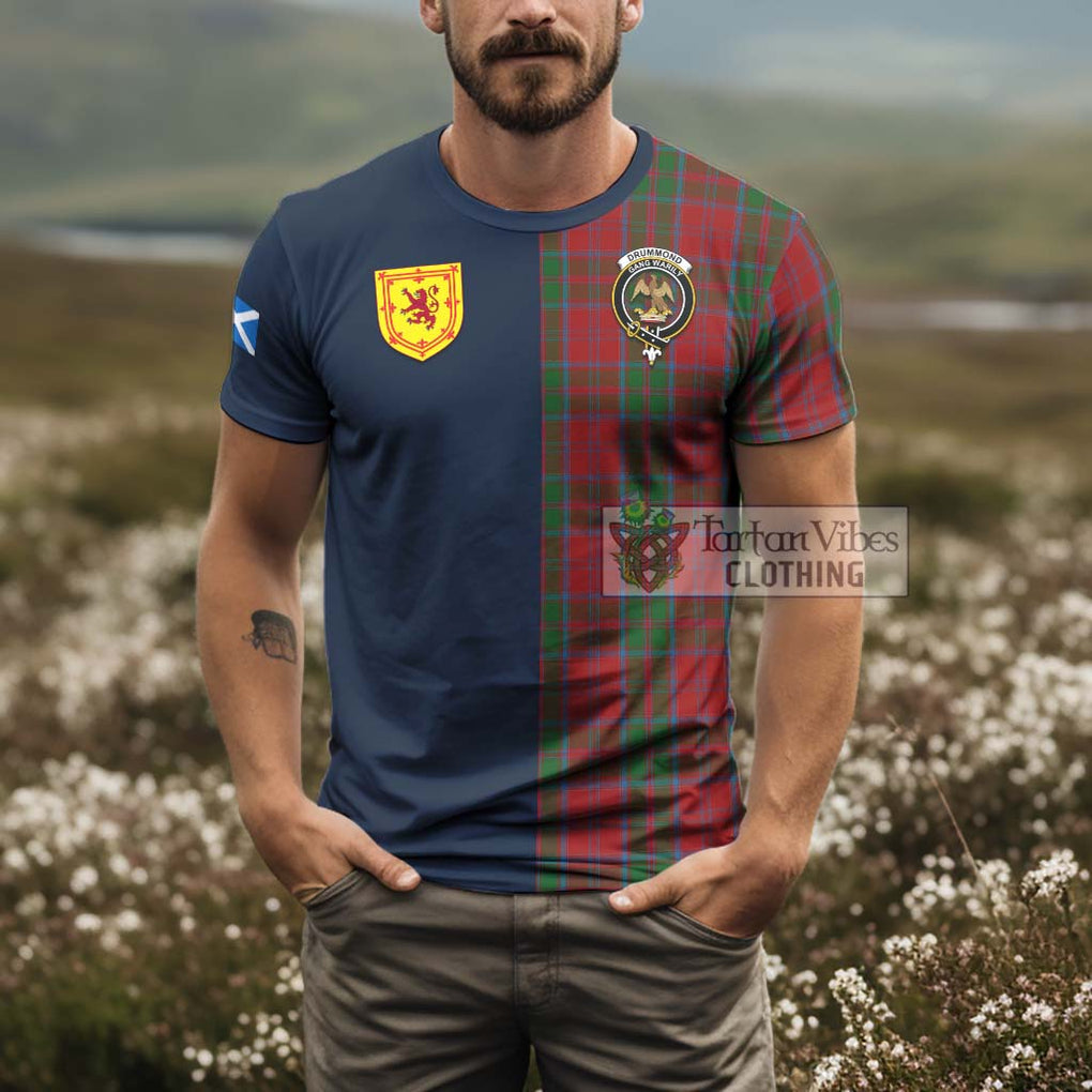 Tartan Vibes Clothing Drummond Tartan T-Shirt Alba with Scottish Lion Royal Arm Half Style