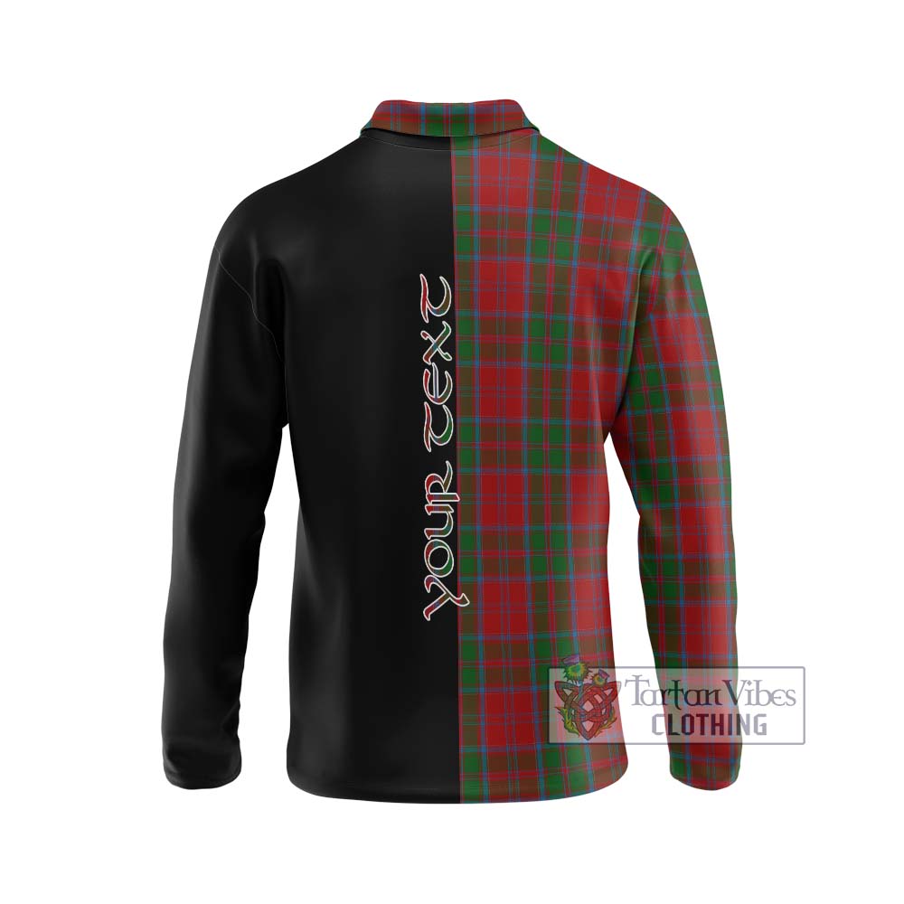 Drummond Tartan Long Sleeve Polo Shirt with Family Crest and Half Of Me Style - Tartanvibesclothing Shop