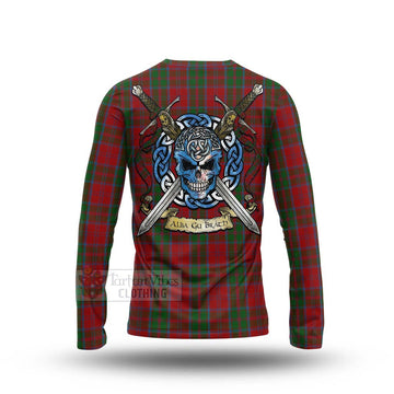 Drummond Tartan Long Sleeve T-Shirt with Family Crest Celtic Skull Style