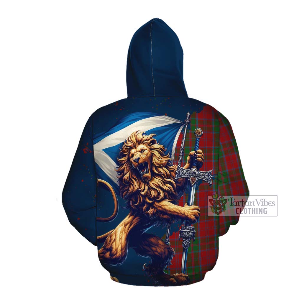 Tartan Vibes Clothing Drummond Tartan Family Crest Cotton Hoodie with Scottish Majestic Lion