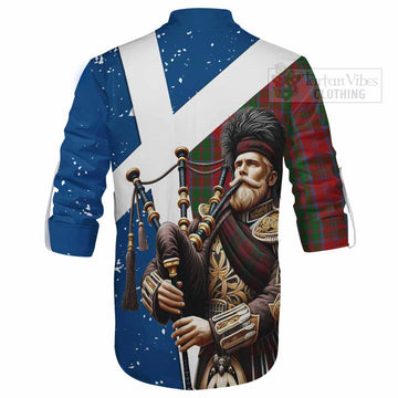 Drummond Tartan Ghillie Kilt Shirt with Family Crest Scottish Bagpiper Vibes - Tartan Vibes Clothing