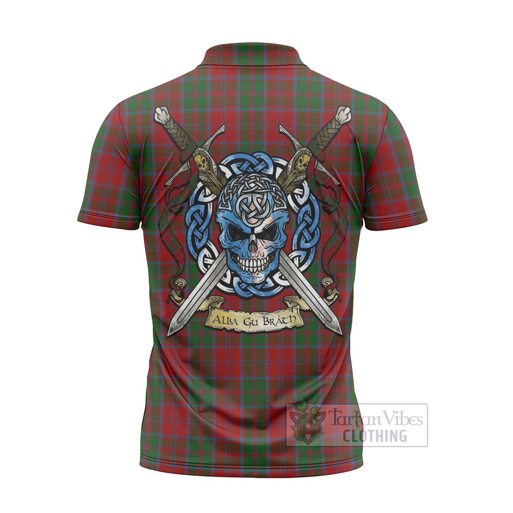 Tartan Vibes Clothing Drummond Tartan Zipper Polo Shirt with Family Crest Celtic Skull Style