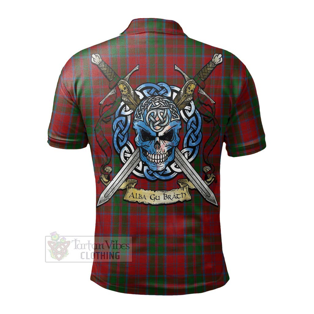 Tartan Vibes Clothing Drummond Tartan Polo Shirt with Family Crest Celtic Skull Style