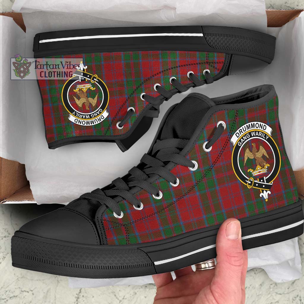 Drummond Tartan High Top Shoes with Family Crest - Tartan Vibes Clothing