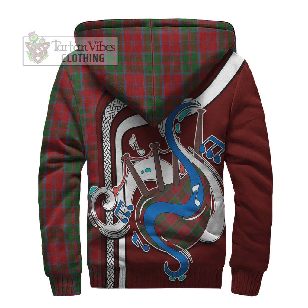 Drummond Tartan Sherpa Hoodie with Epic Bagpipe Style - Tartanvibesclothing Shop