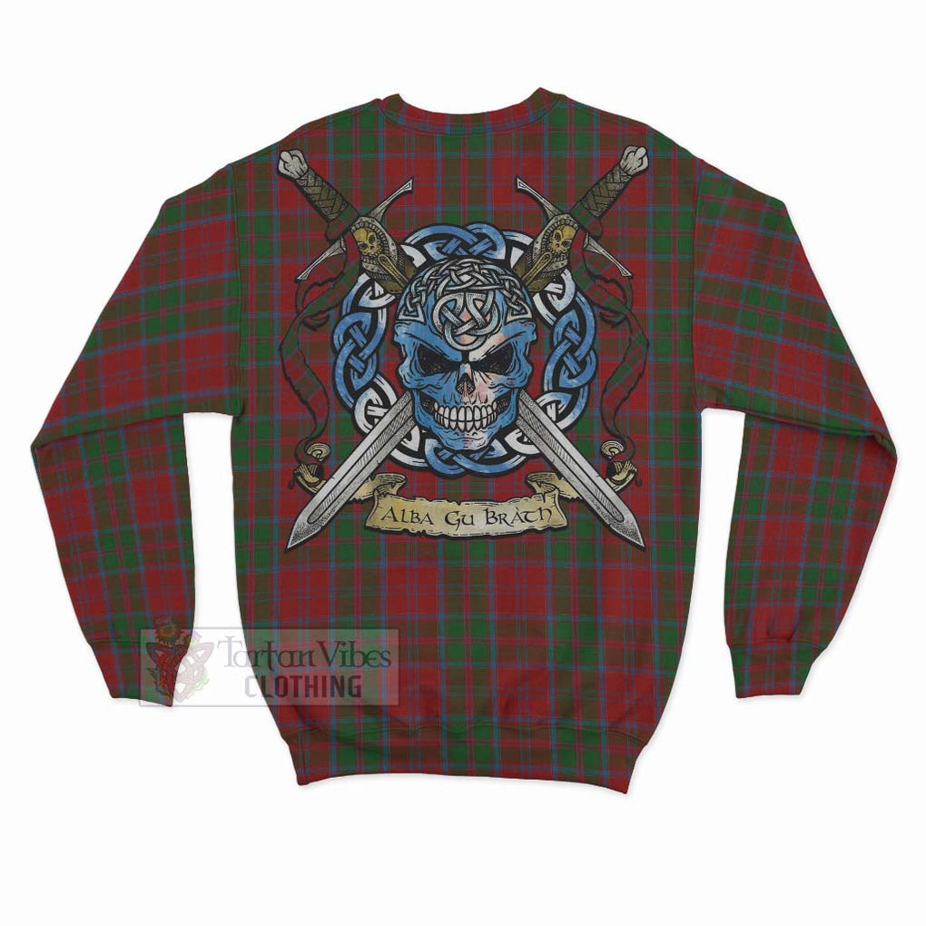 Tartan Vibes Clothing Drummond Tartan Sweatshirt with Family Crest Celtic Skull Style