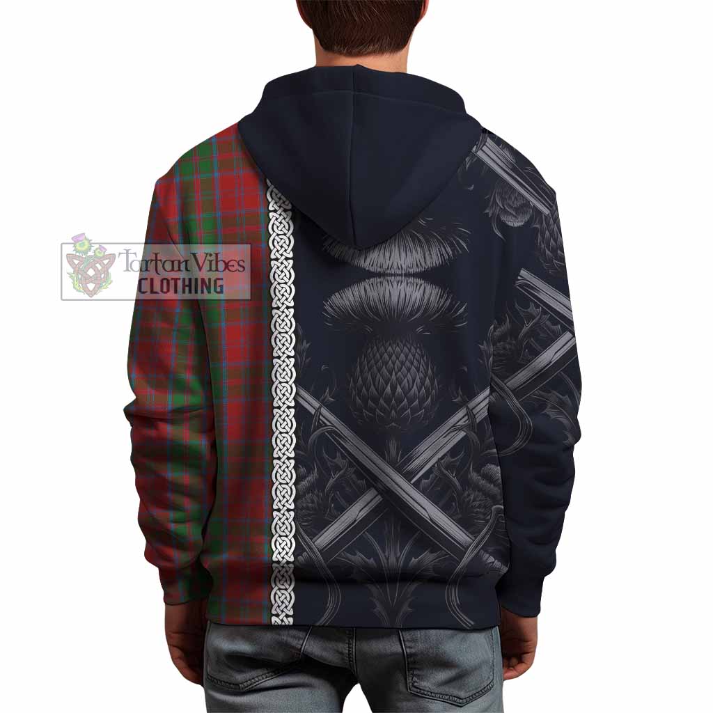 Tartan Vibes Clothing Drummond Tartan Hoodie with Family Crest Cross Sword Thistle Celtic Vibes