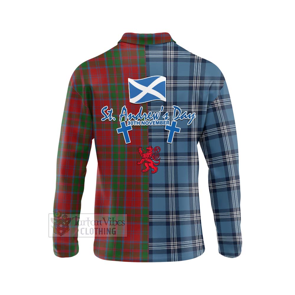 Tartan Vibes Clothing Drummond Tartan Long Sleeve Polo Shirt Happy St. Andrew's Day Half Tartan Style