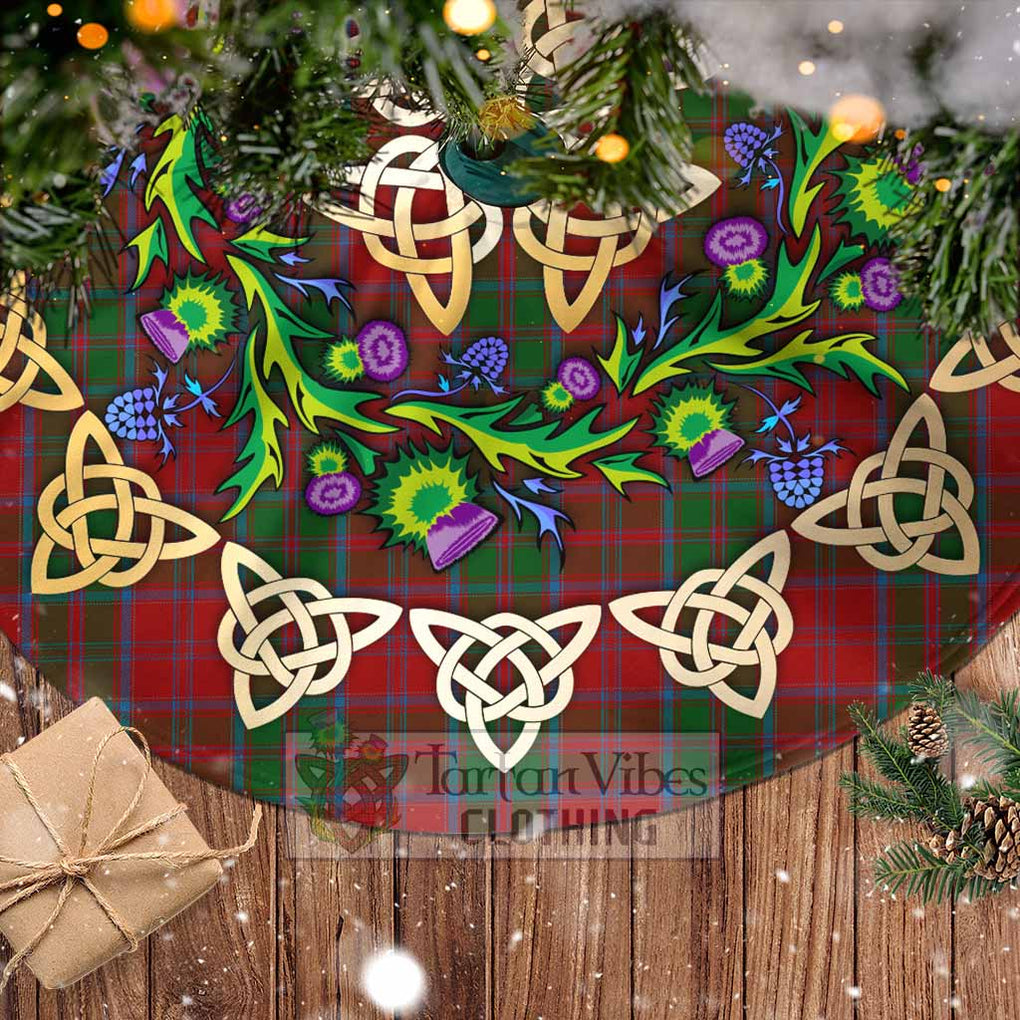 Tartan Vibes Clothing Drummond Tartan Christmas Tree Skirt with Thistle Celtic Knot Style