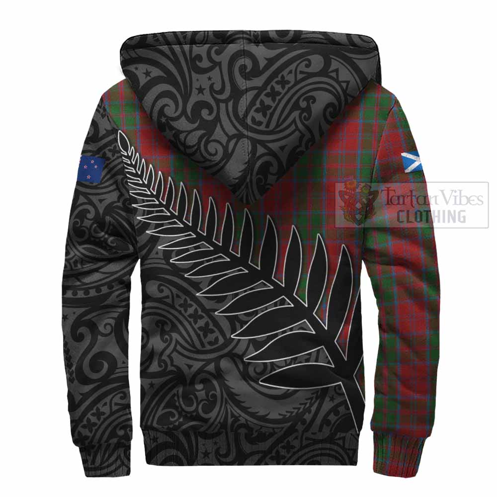 Tartan Vibes Clothing Drummond Crest Tartan Sherpa Hoodie with New Zealand Silver Fern Half Style