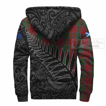 Drummond Crest Tartan Sherpa Hoodie with New Zealand Silver Fern Half Style