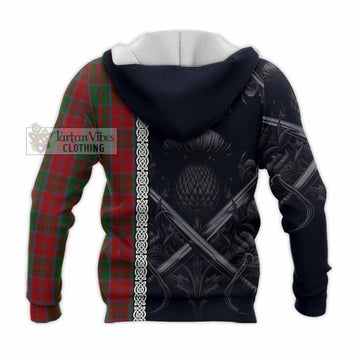 Drummond Tartan Knitted Hoodie with Family Crest Cross Sword Thistle Celtic Vibes