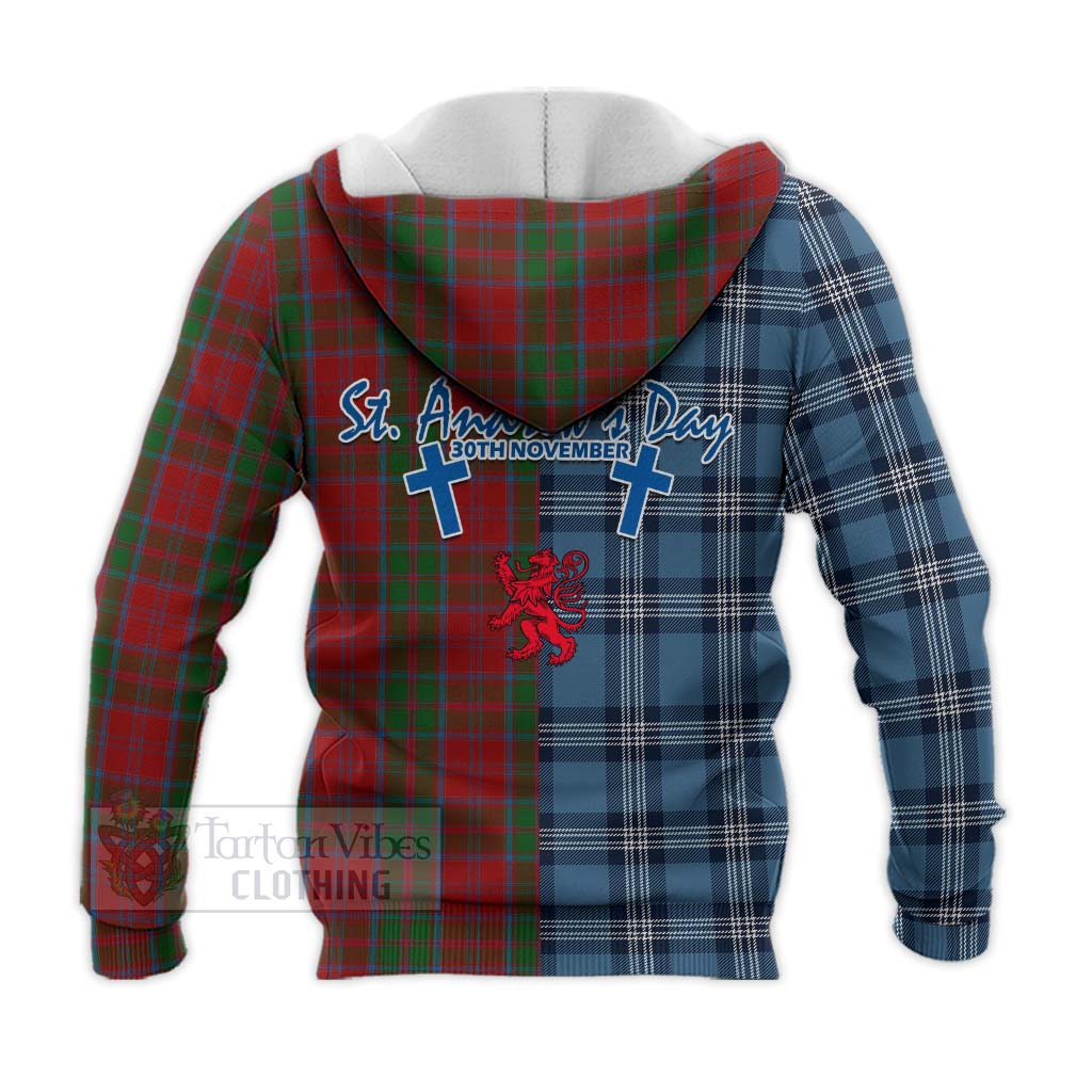 Tartan Vibes Clothing Drummond Tartan Knitted Hoodie Happy St. Andrew's Day Half Tartan Style