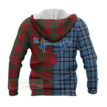 Drummond Tartan Knitted Hoodie Happy St. Andrew's Day Half Tartan Style