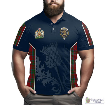 Drummond Tartan Men's Polo Shirt with Family Crest and Scottish Thistle Vibes Sport Style