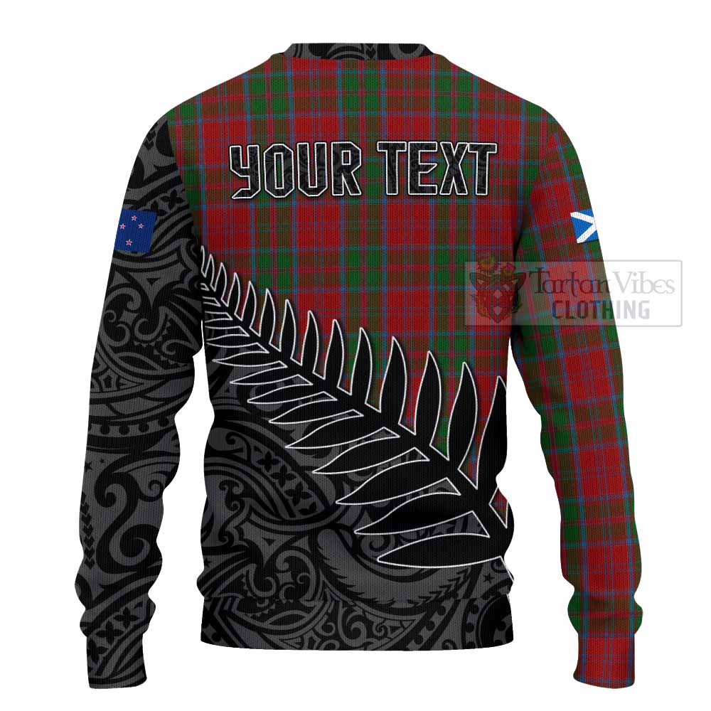 Tartan Vibes Clothing Drummond Crest Tartan Knitted Sweater with New Zealand Silver Fern Half Style