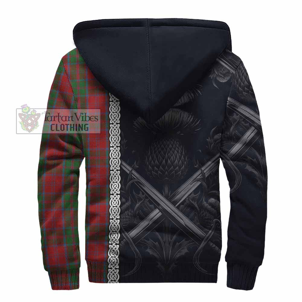 Tartan Vibes Clothing Drummond Tartan Sherpa Hoodie with Family Crest Cross Sword Thistle Celtic Vibes