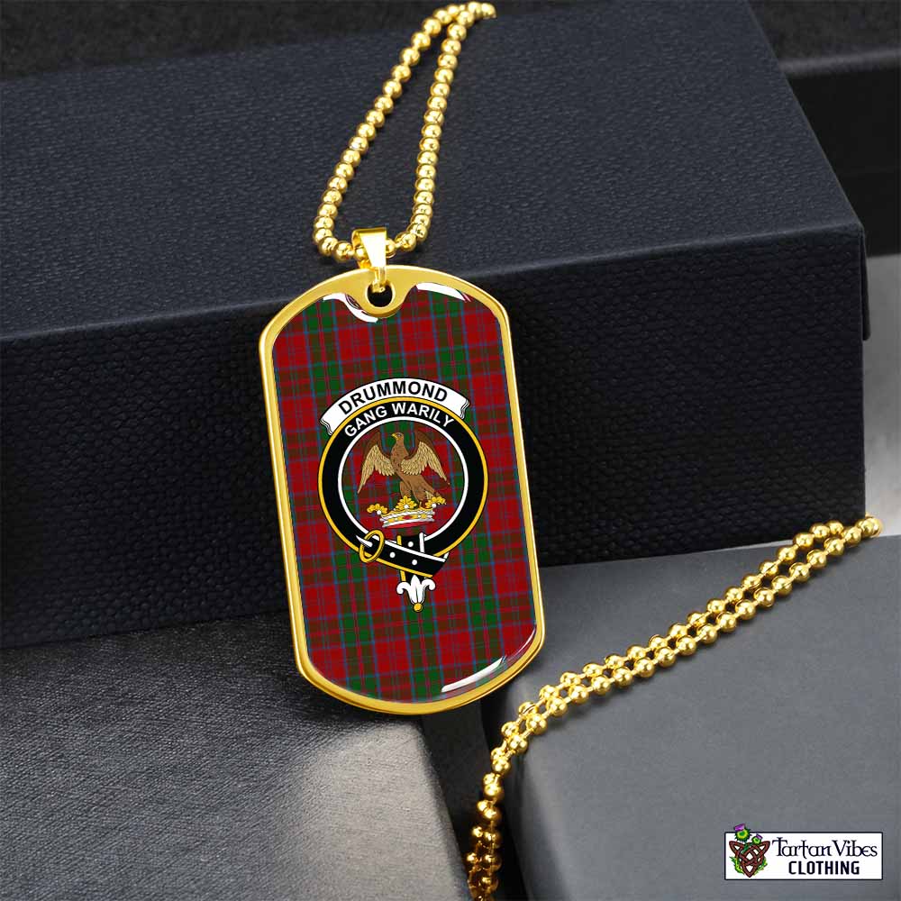 Tartan Vibes Clothing Drummond Tartan Dog Tag Necklace with Family Crest