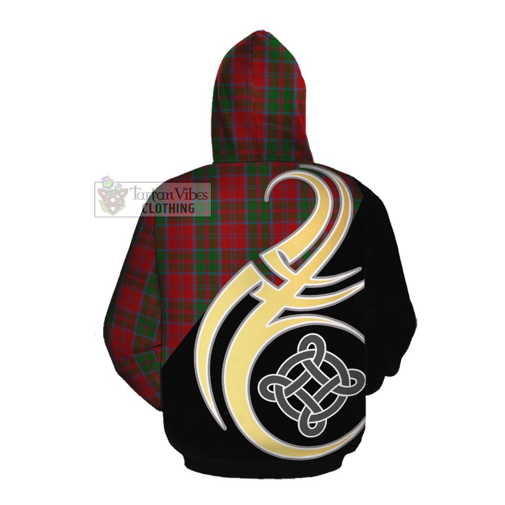 Tartan Vibes Clothing Drummond Tartan Cotton Hoodie with Family Crest and Celtic Symbol Style