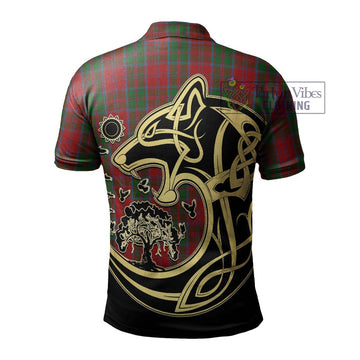 Drummond Tartan Polo Shirt with Family Crest Celtic Wolf Style