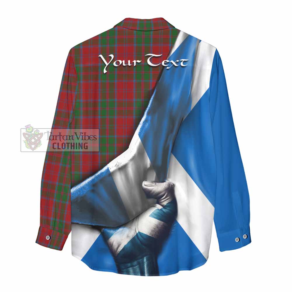 Tartan Vibes Clothing Drummond Tartan Women's Casual Shirt with Family Crest Scotland Patriotic Style