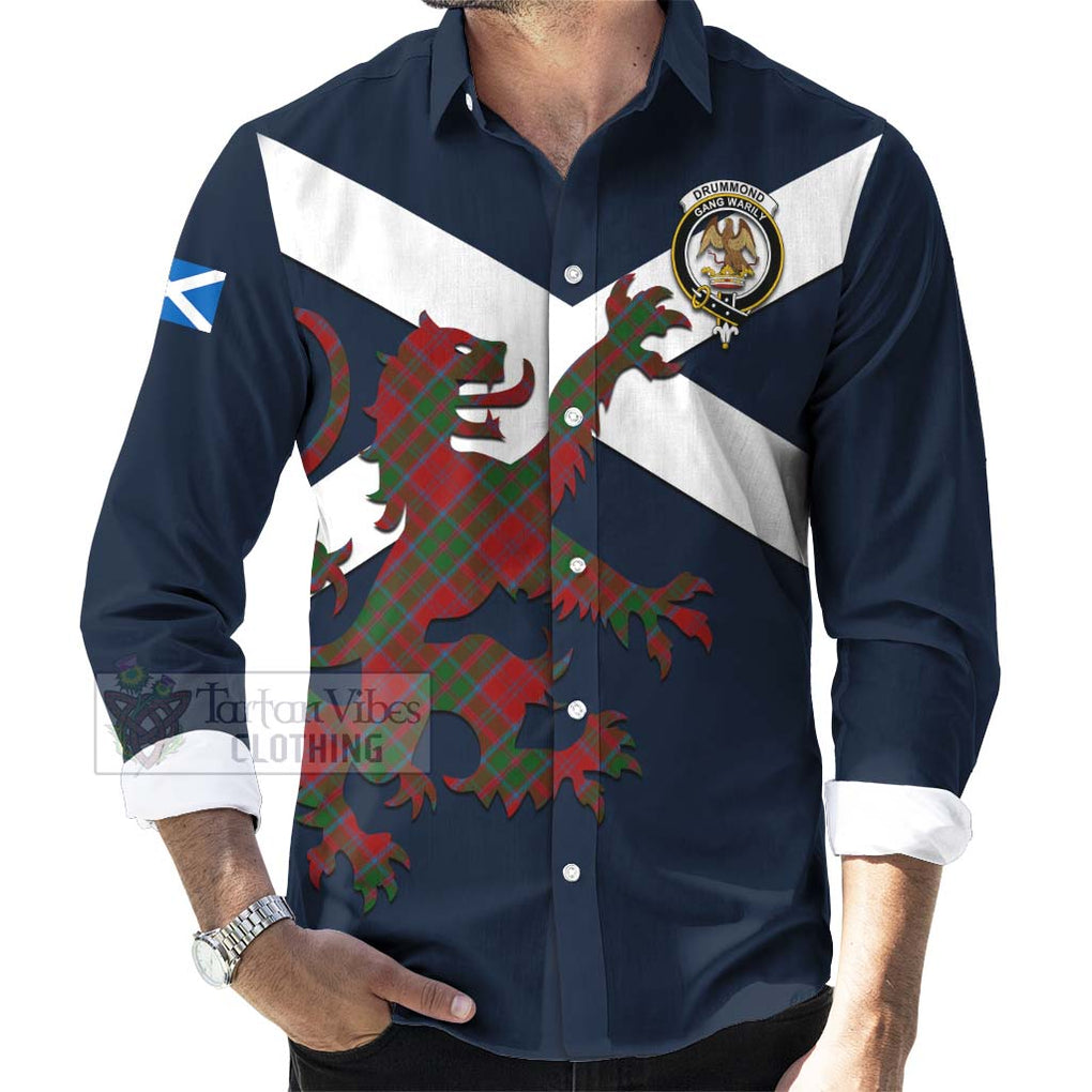 Tartan Vibes Clothing Drummond Tartan Lion Rampant Long Sleeve Button Shirt – Proudly Display Your Heritage with Alba Gu Brath and Clan Name