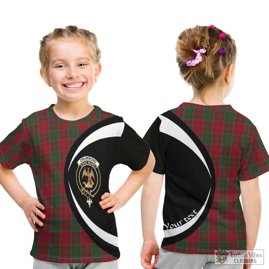 Drummond Tartan Kid T-Shirt with Family Crest Circle Style - Tartan Vibes Clothing