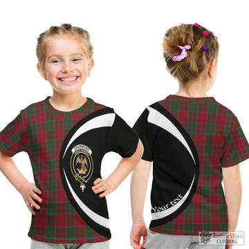 Drummond Tartan Kid T-Shirt with Family Crest Circle Style